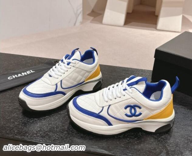 Good Product Chanel Quilted Calfskin Sneakers White/Blue 1016102