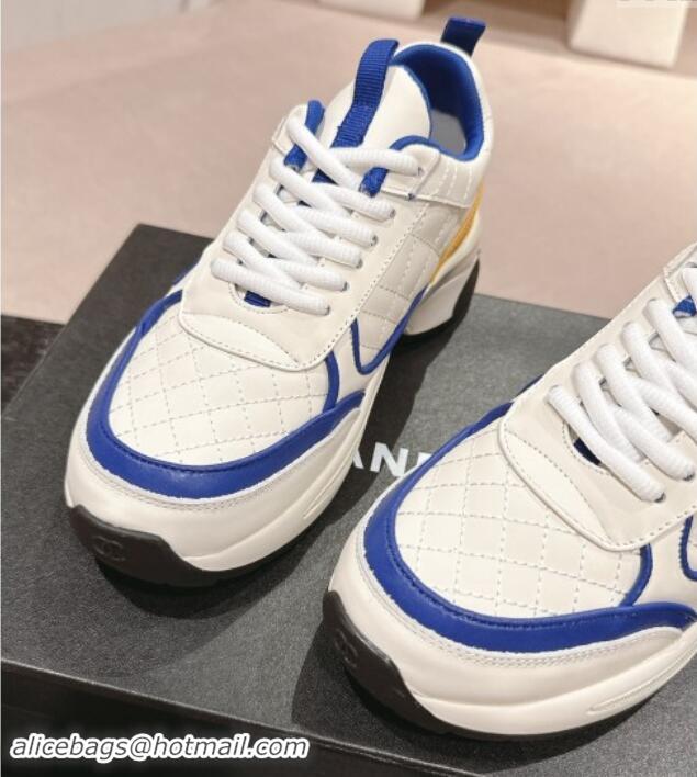 Good Product Chanel Quilted Calfskin Sneakers White/Blue 1016102