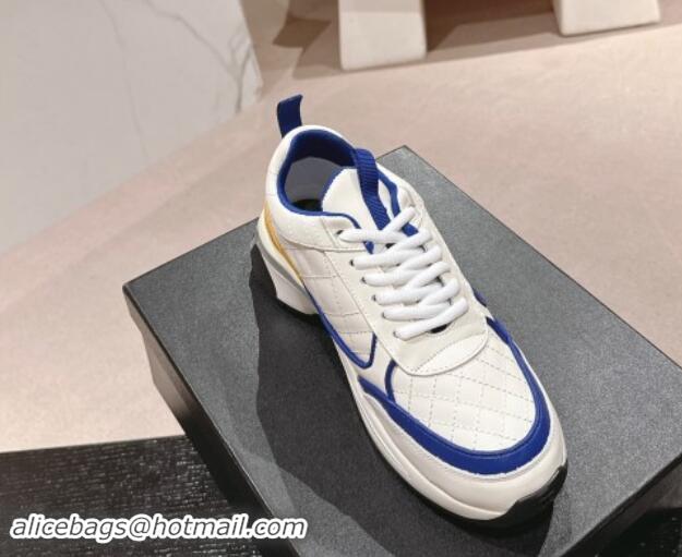 Good Product Chanel Quilted Calfskin Sneakers White/Blue 1016102