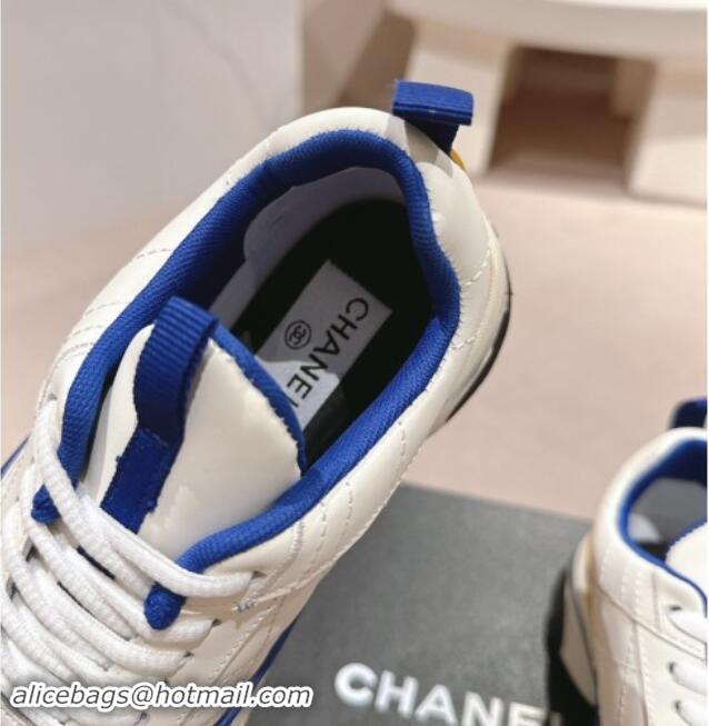 Good Product Chanel Quilted Calfskin Sneakers White/Blue 1016102