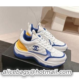 Charming Chanel Quilted Calfskin Sneakers White/Blue 1016105