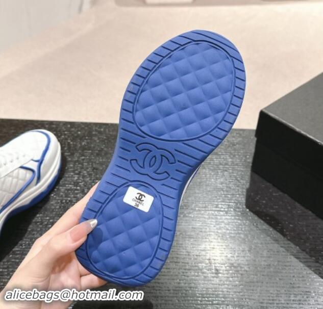 Charming Chanel Quilted Calfskin Sneakers White/Blue 1016105