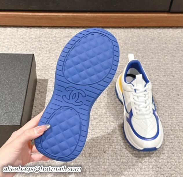 Sumptuous Chanel Quilted Calfskin Sneakers White/Blue 1016108