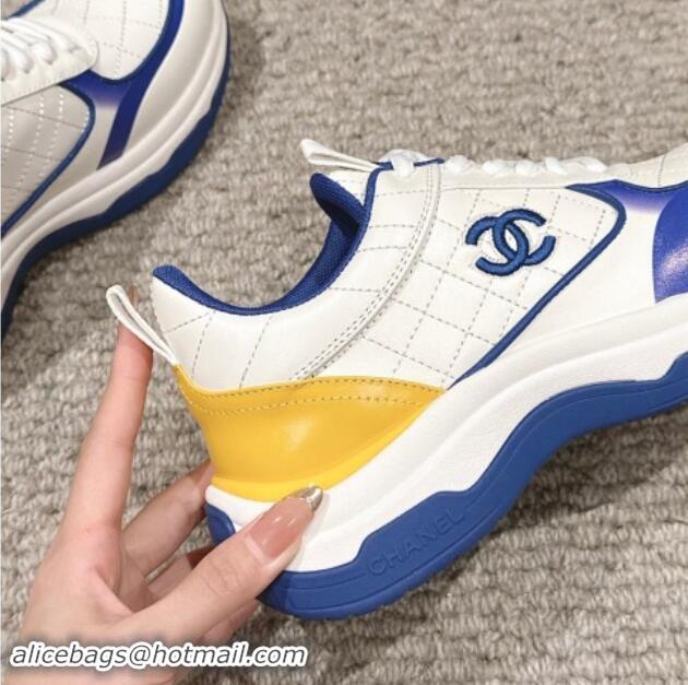 Sumptuous Chanel Quilted Calfskin Sneakers White/Blue 1016108