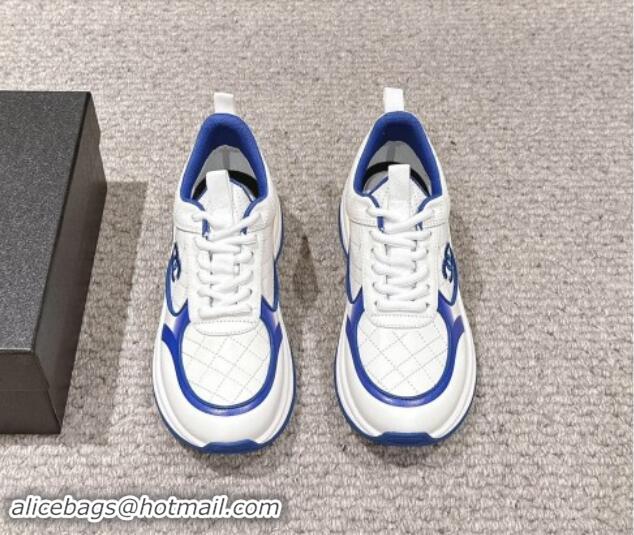 Sumptuous Chanel Quilted Calfskin Sneakers White/Blue 1016108