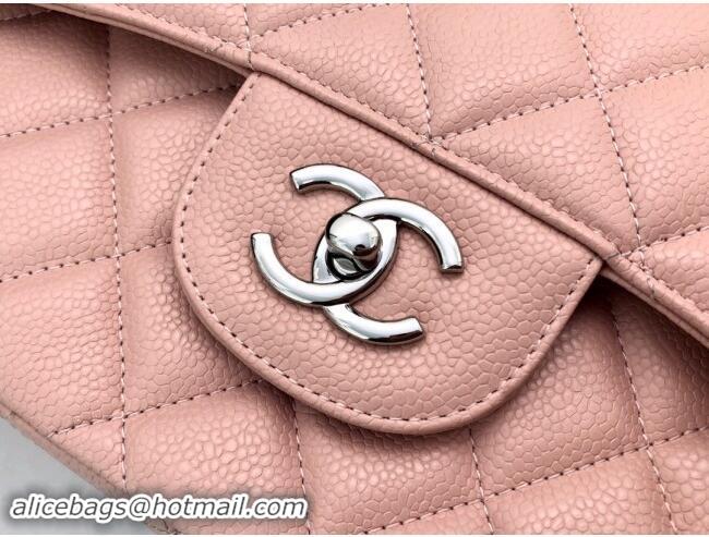 Trendy Design Chanel Quilted Grained Calfskin Jumbo Flap Bag 30cm A01113 Pink/Silver 2024