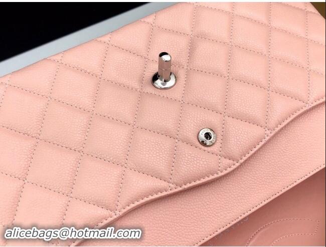 Trendy Design Chanel Quilted Grained Calfskin Jumbo Flap Bag 30cm A01113 Pink/Silver 2024