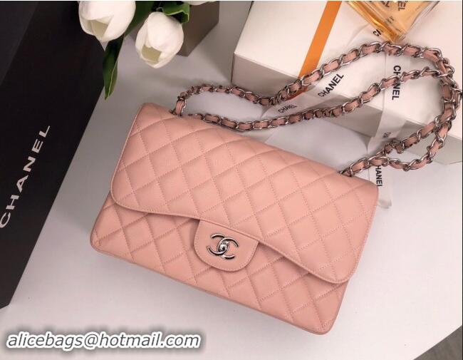 Trendy Design Chanel Quilted Grained Calfskin Jumbo Flap Bag 30cm A01113 Pink/Silver 2024