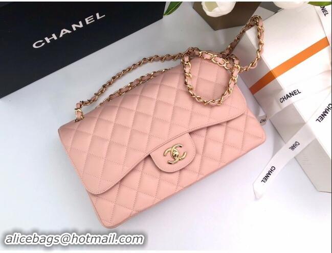 Top Quality Chanel Quilted Grained Calfskin Jumbo Flap Bag 30cm A01113 Pink/Gold 2024