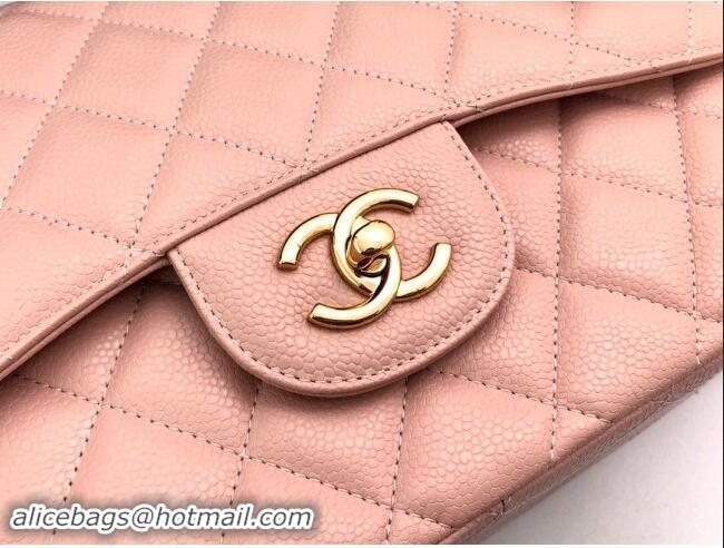 Top Quality Chanel Quilted Grained Calfskin Jumbo Flap Bag 30cm A01113 Pink/Gold 2024