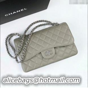 Well Crafted Chanel Quilted Grained Calfskin Jumbo Flap Bag 30cm A01113 Grey/Silver 2024