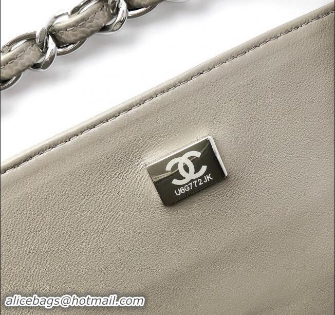 Well Crafted Chanel Quilted Grained Calfskin Jumbo Flap Bag 30cm A01113 Grey/Silver 2024