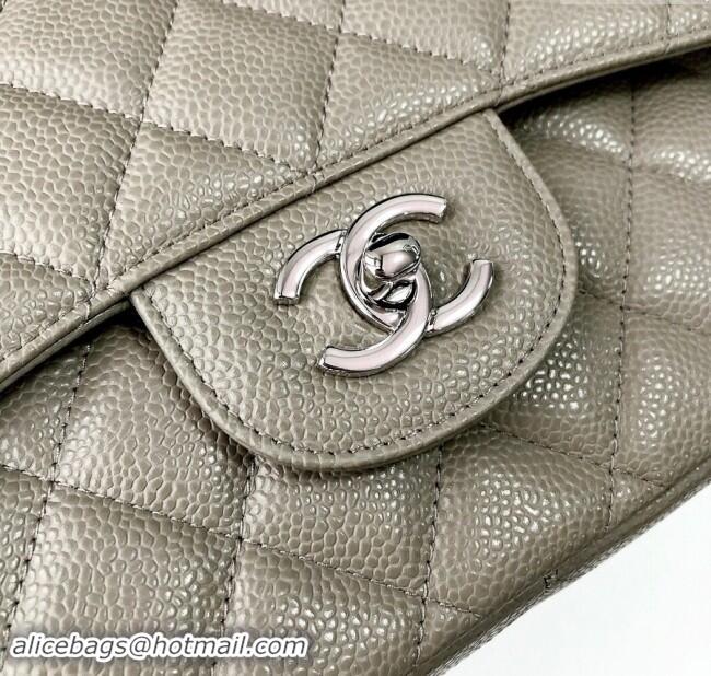 Well Crafted Chanel Quilted Grained Calfskin Jumbo Flap Bag 30cm A01113 Grey/Silver 2024