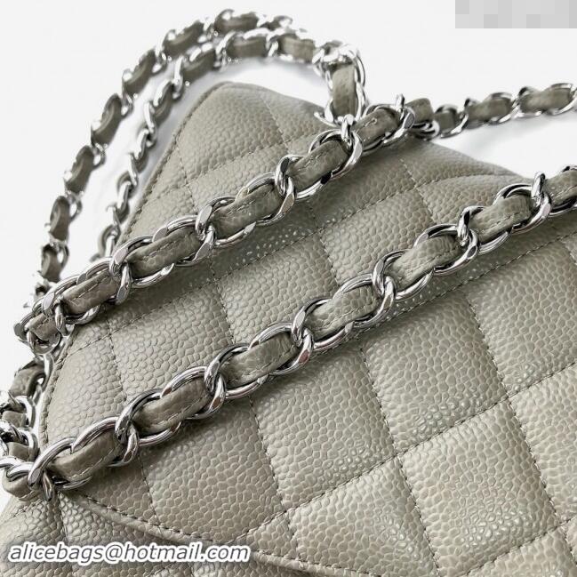 Well Crafted Chanel Quilted Grained Calfskin Jumbo Flap Bag 30cm A01113 Grey/Silver 2024