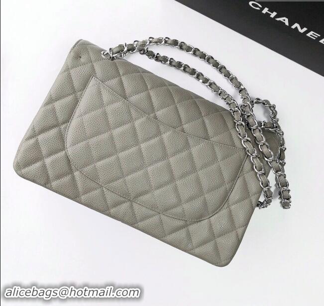 Well Crafted Chanel Quilted Grained Calfskin Jumbo Flap Bag 30cm A01113 Grey/Silver 2024