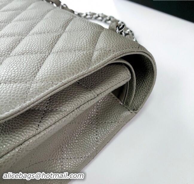 Well Crafted Chanel Quilted Grained Calfskin Jumbo Flap Bag 30cm A01113 Grey/Silver 2024