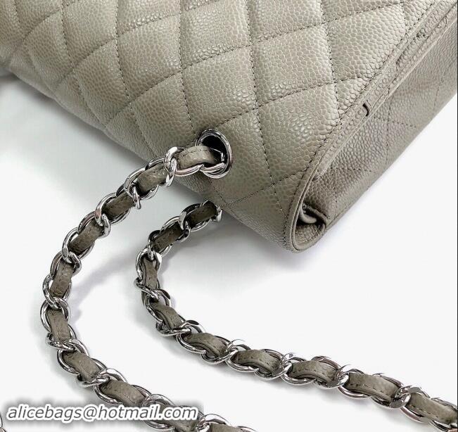 Well Crafted Chanel Quilted Grained Calfskin Jumbo Flap Bag 30cm A01113 Grey/Silver 2024