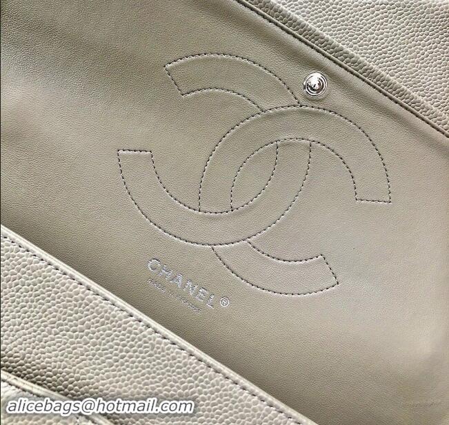 Well Crafted Chanel Quilted Grained Calfskin Jumbo Flap Bag 30cm A01113 Grey/Silver 2024