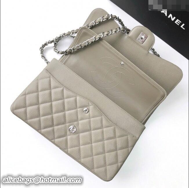 Well Crafted Chanel Quilted Grained Calfskin Jumbo Flap Bag 30cm A01113 Grey/Silver 2024