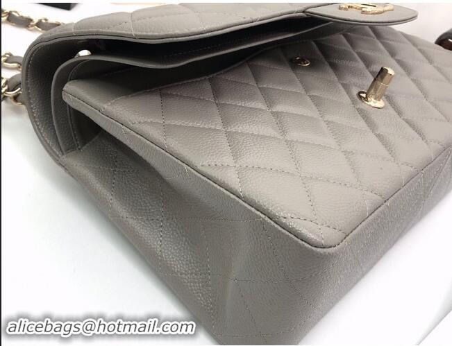 Top Design Chanel Quilted Grained Calfskin Jumbo Flap Bag 30cm A01113 Grey/Gold 2024