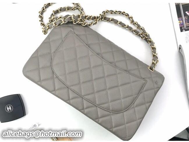 Top Design Chanel Quilted Grained Calfskin Jumbo Flap Bag 30cm A01113 Grey/Gold 2024