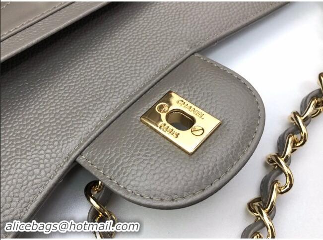 Top Design Chanel Quilted Grained Calfskin Jumbo Flap Bag 30cm A01113 Grey/Gold 2024