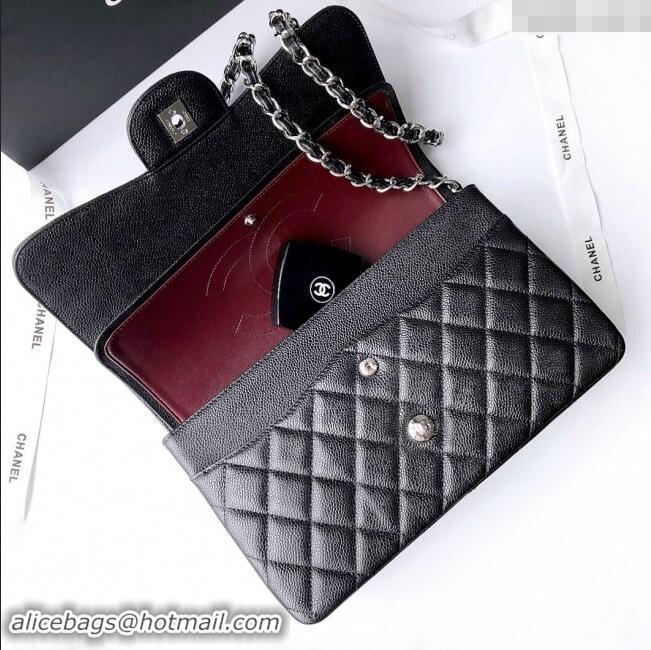 Best Price Chanel Quilted Grained Calfskin Jumbo Flap Bag 30cm A01113 Black/Silver 2024