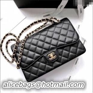 Market Sells Chanel Quilted Grained Calfskin Jumbo Flap Bag 30cm A01113 Black/Gold 2024