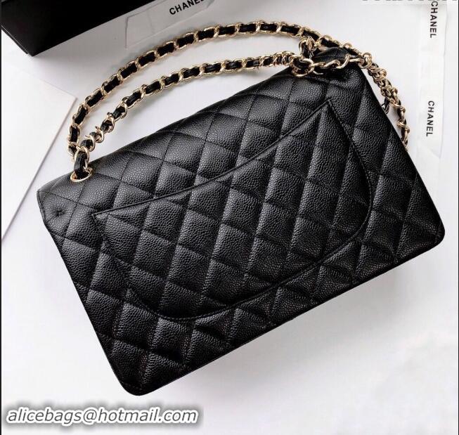 Market Sells Chanel Quilted Grained Calfskin Jumbo Flap Bag 30cm A01113 Black/Gold 2024