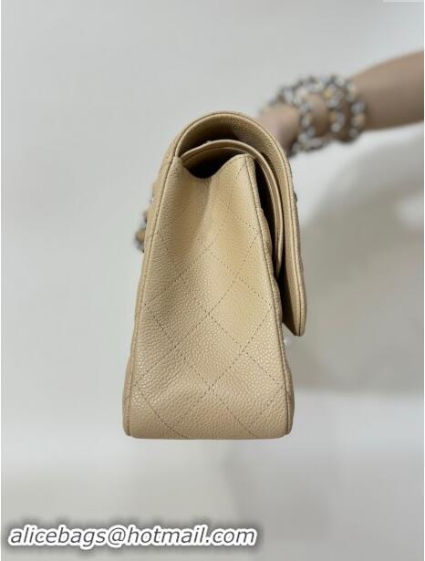 Market Sells Chanel Quilted Grained Calfskin Jumbo Flap Bag 30cm A01113 Beige/Silver 2024