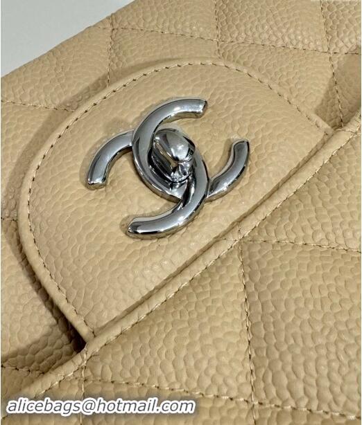 Market Sells Chanel Quilted Grained Calfskin Jumbo Flap Bag 30cm A01113 Beige/Silver 2024