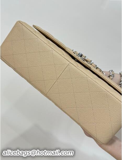 Market Sells Chanel Quilted Grained Calfskin Jumbo Flap Bag 30cm A01113 Beige/Silver 2024