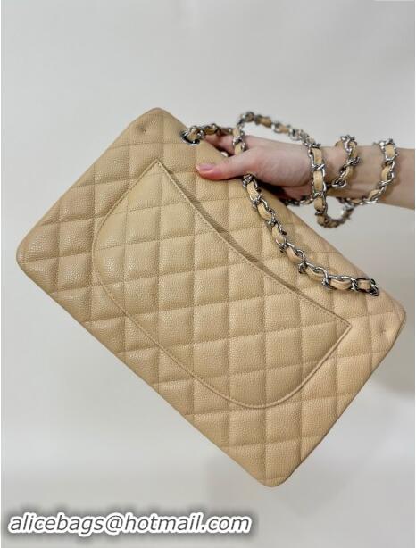 Market Sells Chanel Quilted Grained Calfskin Jumbo Flap Bag 30cm A01113 Beige/Silver 2024