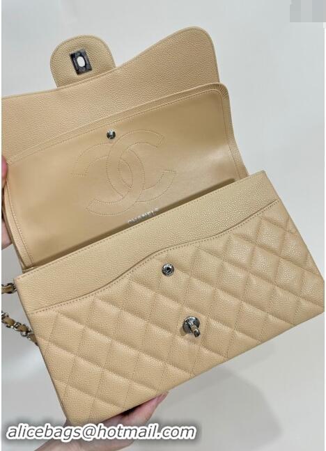 Market Sells Chanel Quilted Grained Calfskin Jumbo Flap Bag 30cm A01113 Beige/Silver 2024