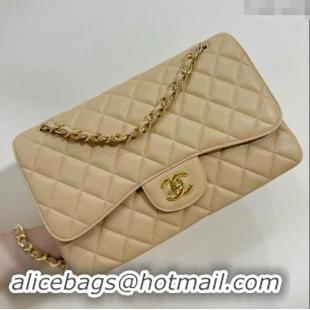 Super Quality Chanel Quilted Grained Calfskin Jumbo Flap Bag 30cm A01113 Beige/Gold 2024