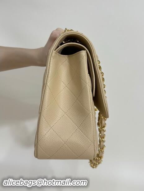 Super Quality Chanel Quilted Grained Calfskin Jumbo Flap Bag 30cm A01113 Beige/Gold 2024