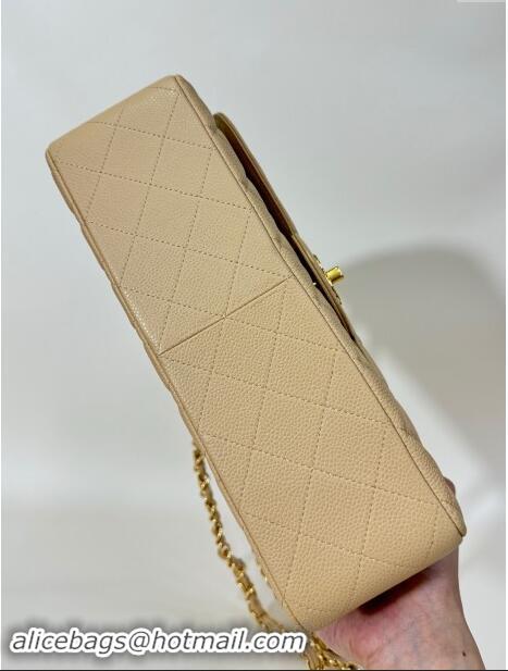 Super Quality Chanel Quilted Grained Calfskin Jumbo Flap Bag 30cm A01113 Beige/Gold 2024