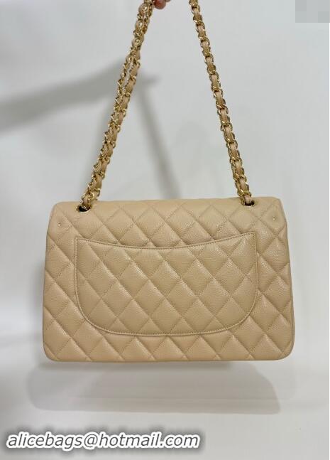 Super Quality Chanel Quilted Grained Calfskin Jumbo Flap Bag 30cm A01113 Beige/Gold 2024