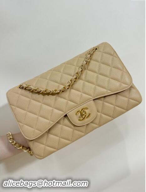 Super Quality Chanel Quilted Grained Calfskin Jumbo Flap Bag 30cm A01113 Beige/Gold 2024