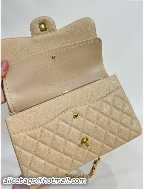 Super Quality Chanel Quilted Grained Calfskin Jumbo Flap Bag 30cm A01113 Beige/Gold 2024