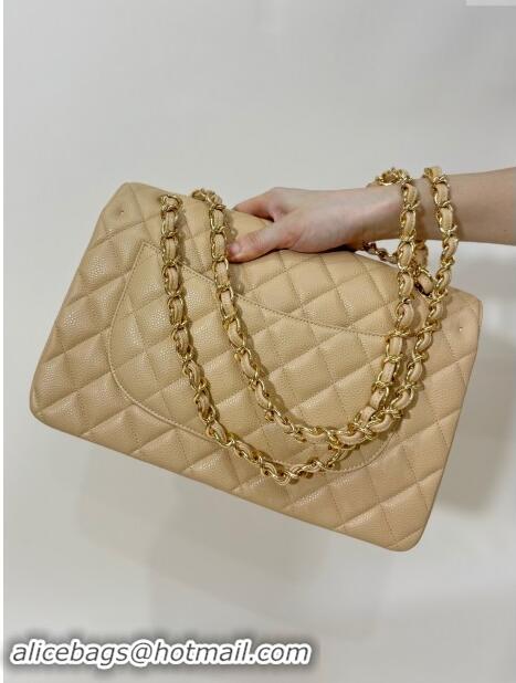 Super Quality Chanel Quilted Grained Calfskin Jumbo Flap Bag 30cm A01113 Beige/Gold 2024