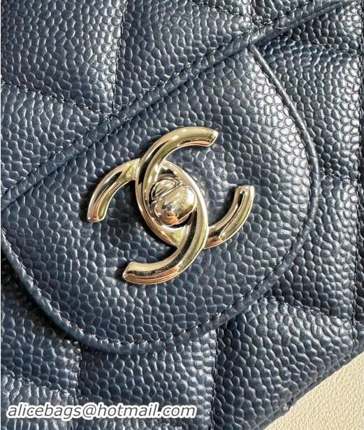 Top Design Chanel Quilted Grained Calfskin Jumbo Flap Bag 30cm A01113 Blue/Silver 2024