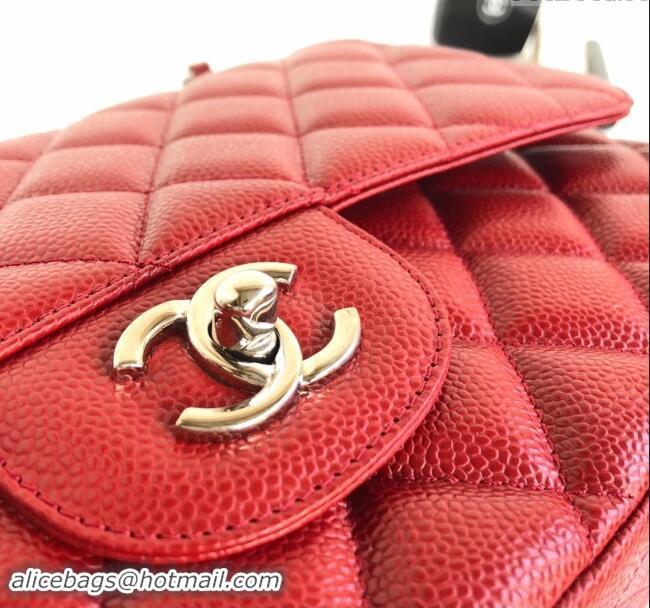 Top Grade Chanel Quilted Grained Calfskin Jumbo Flap Bag 30cm A01113 Red/Silver 2024