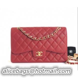 Reasonable Price Chanel Quilted Grained Calfskin Jumbo Flap Bag 30cm A01113 Red/Gold 2024