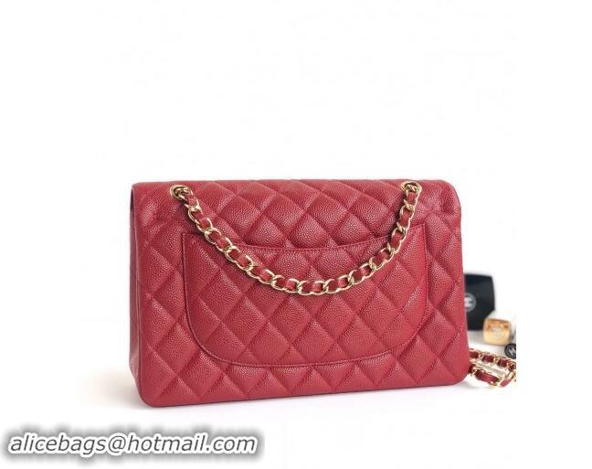 Reasonable Price Chanel Quilted Grained Calfskin Jumbo Flap Bag 30cm A01113 Red/Gold 2024