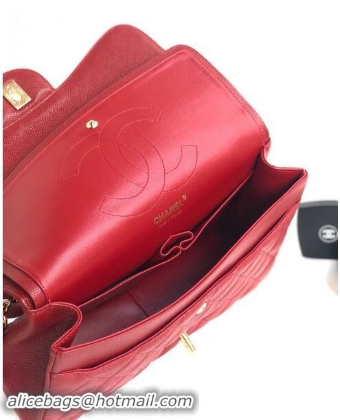 Reasonable Price Chanel Quilted Grained Calfskin Jumbo Flap Bag 30cm A01113 Red/Gold 2024