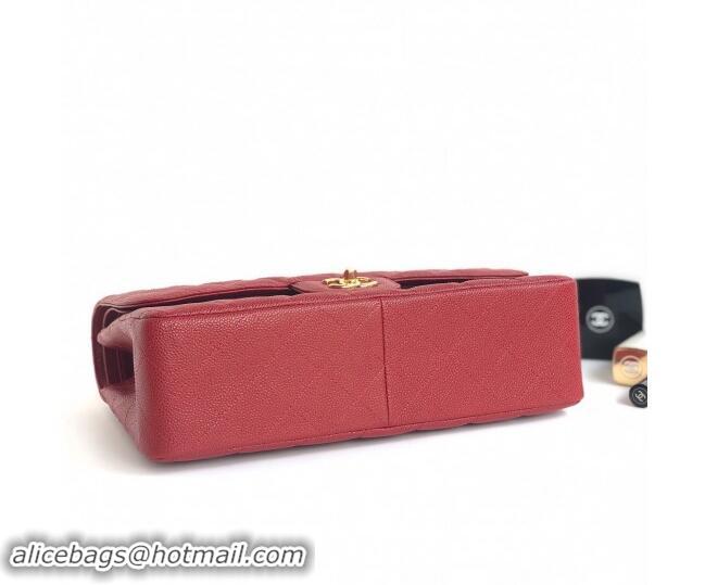 Reasonable Price Chanel Quilted Grained Calfskin Jumbo Flap Bag 30cm A01113 Red/Gold 2024