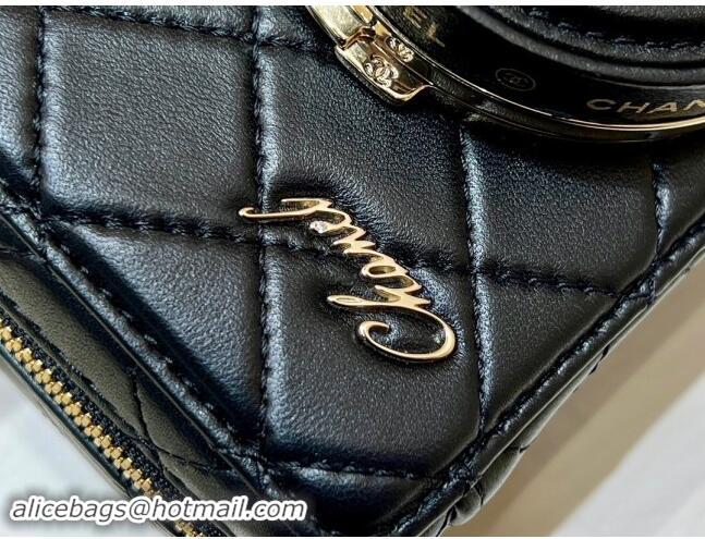 Traditional Discount Chanel Lambskin Camera Bag AS4817 Black 2024 Top Quality