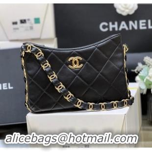 Promotional Chanel Lambskin Hobo Bag with CC Chain Strap Black AS5177 2024 Top Quality