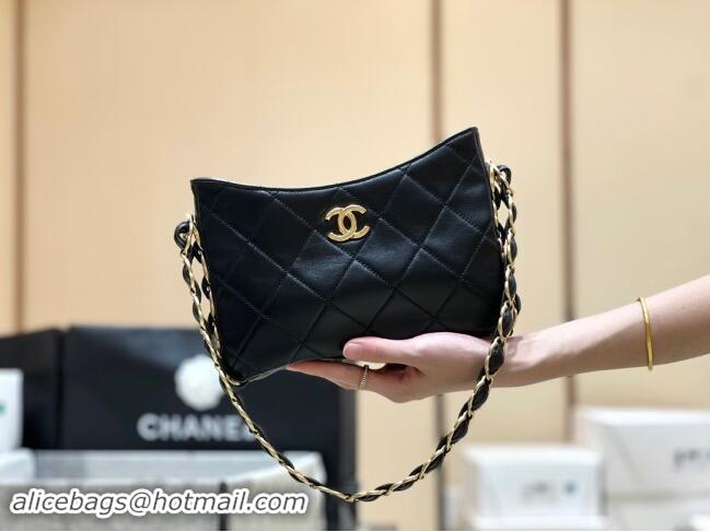 Promotional Chanel Lambskin Hobo Bag with CC Chain Strap Black AS5177 2024 Top Quality